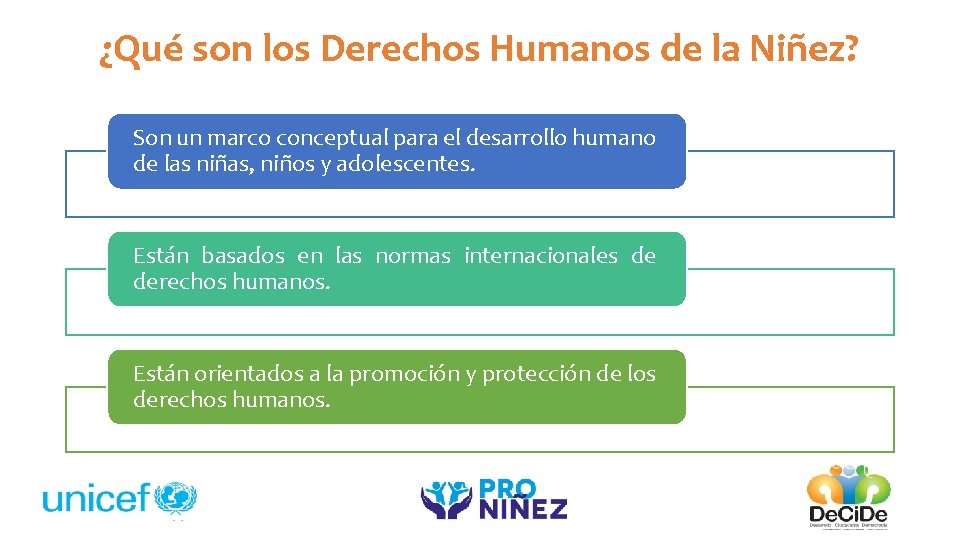 ¿Qué son los Derechos Humanos de la Niñez? Son un marco conceptual para el