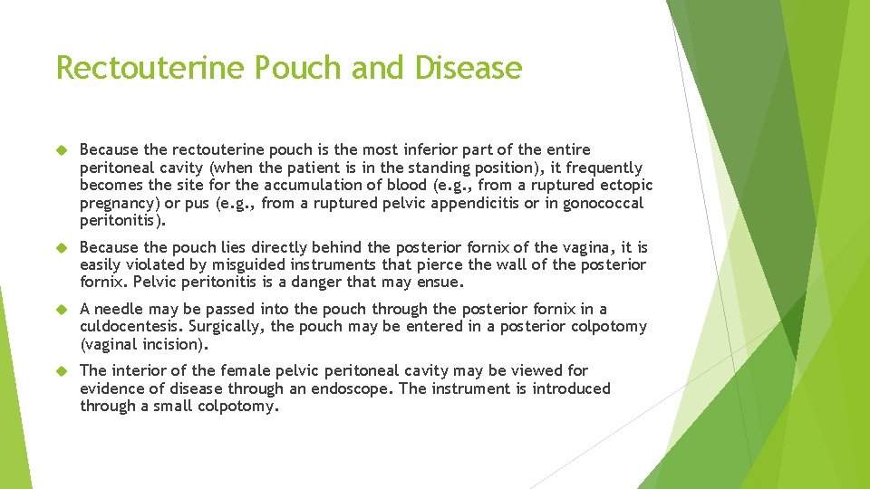Rectouterine Pouch and Disease Because the rectouterine pouch is the most inferior part of Rectouterine Pouch and Disease Because the rectouterine pouch is the most inferior part of