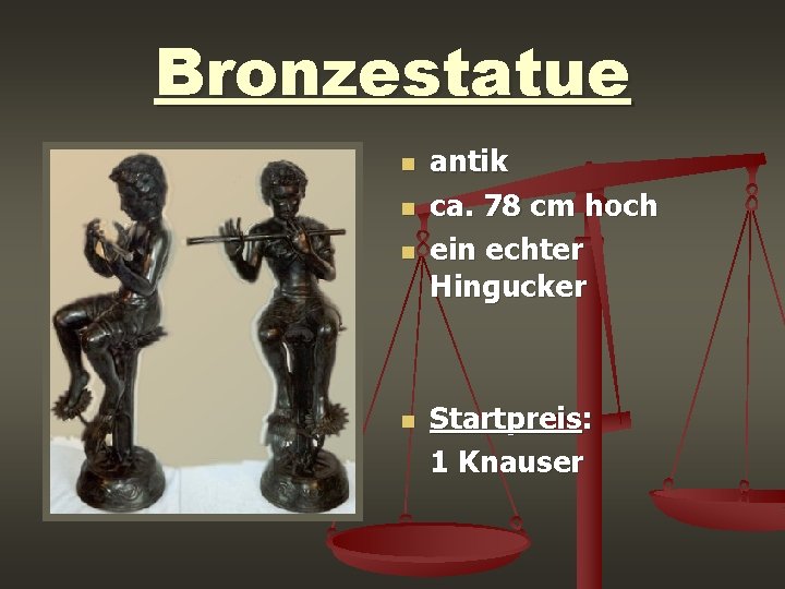Bronzestatue n n antik ca. 78 cm hoch ein echter Hingucker Startpreis: 1 Knauser