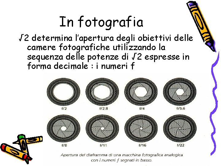 In fotografia √ 2 determina l’apertura degli obiettivi delle camere fotografiche utilizzando la sequenza