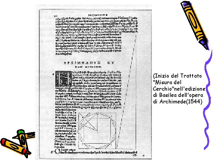 (Inizio del Trattato "Misura del Cerchio"nell'edizione di Basilea dell'opera di Archimede(1544) 