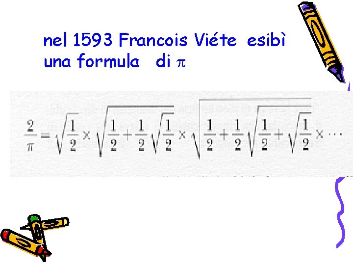 nel 1593 Francois Viéte esibì una formula di p nel 1593 Francois Viéte esibì una formula di p