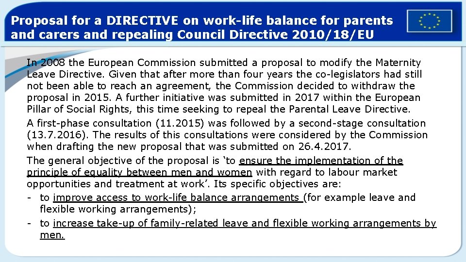 Proposal for a DIRECTIVE on work-life balance for parents and carers and repealing Council