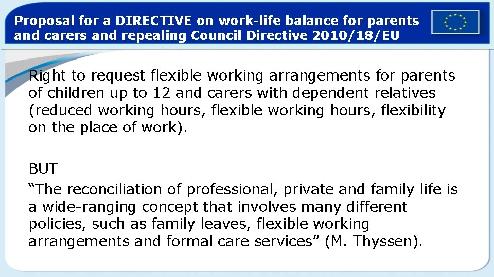 Proposal for a DIRECTIVE on work-life balance for parents and carers and repealing Council