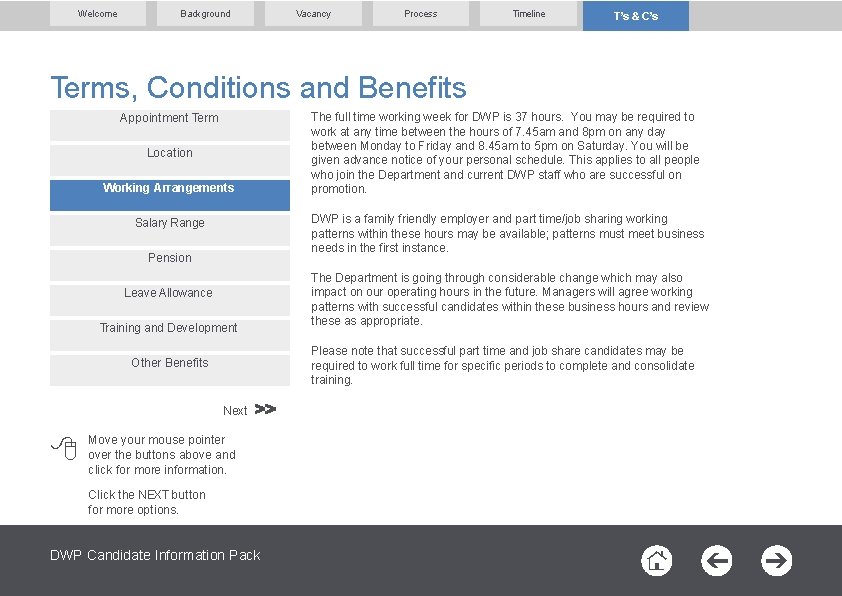 Welcome Background Vacancy Process Timeline T’s & C’s Terms, Conditions and Benefits Appointment Term