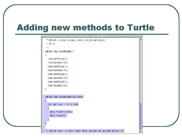 Adding new methods to Turtle 