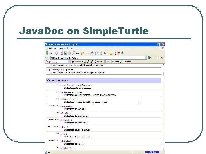Java. Doc on Simple. Turtle 