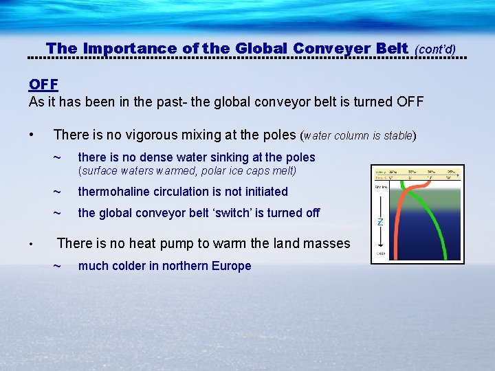 The Importance of the Global Conveyer Belt (cont’d) OFF As it has been in