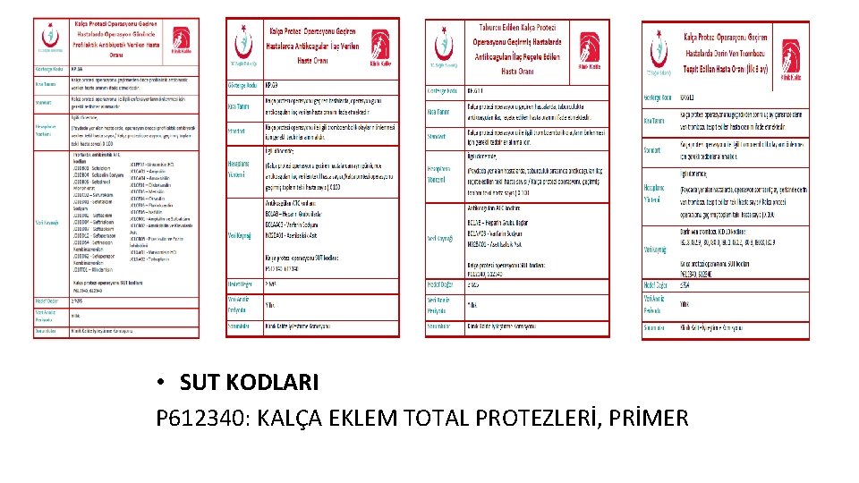  • SUT KODLARI P 612340: KALÇA EKLEM TOTAL PROTEZLERİ, PRİMER 