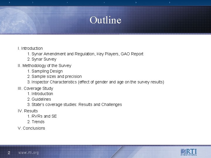 Outline I. Introduction 1. Synar Amendment and Regulation, Key Players, GAO Report 2. Synar