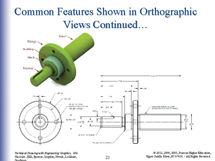 Common Features Shown in Orthographic Views Continued… Technical Drawing with Engineering Graphics, 14/e Giesecke, Common Features Shown in Orthographic Views Continued… Technical Drawing with Engineering Graphics, 14/e Giesecke,