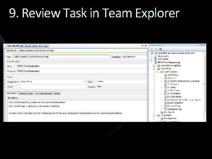 9. Review Task in Team Explorer 