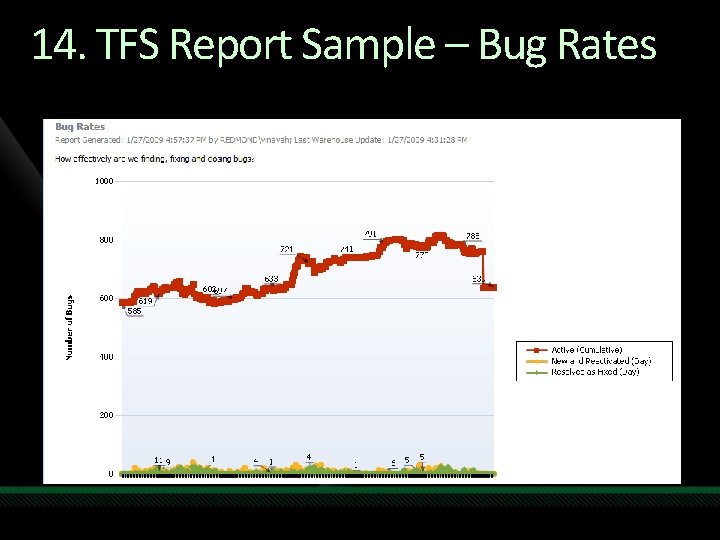 14. TFS Report Sample – Bug Rates 