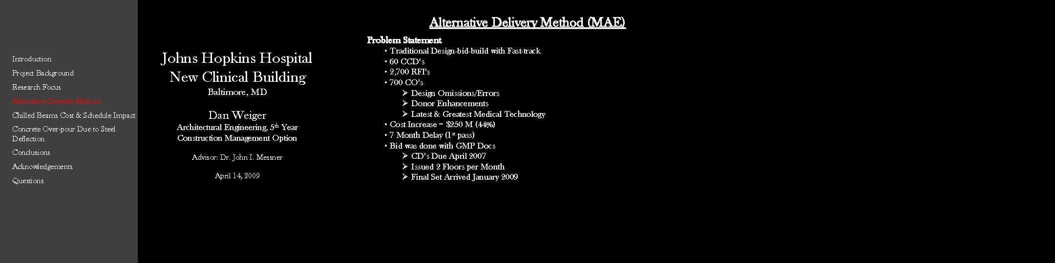 Alternative Delivery Method (MAE) Problem Statement Introduction Project Background Research Focus Alternative Delivery Method