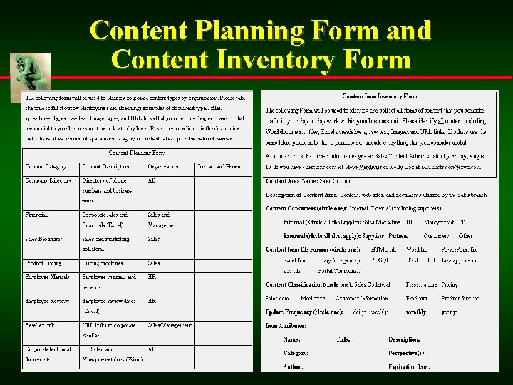 Content Planning Form and Content Inventory Form 