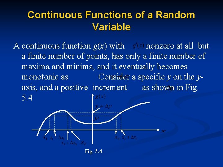 Continuous Functions of a Random Variable A continuous function g(x) with nonzero at all