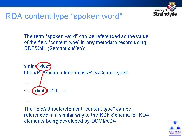 RDA content type “spoken word” The term “spoken word” can be referenced as the