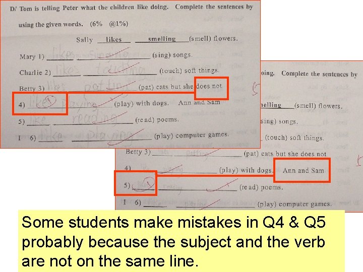 Some students make mistakes in Q 4 & Q 5 probably because the subject