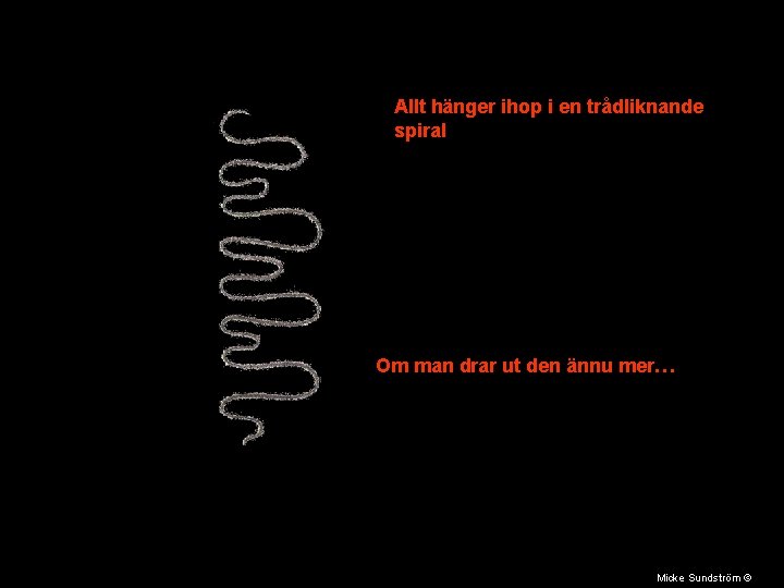 Allt hänger ihop i en trådliknande spiral Om man drar ut den ännu mer…