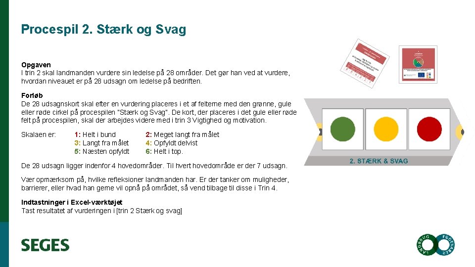 Procespil 2. Stærk og Svag Opgaven I trin 2 skal landmanden vurdere sin ledelse