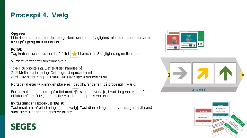 Procespil 4. Vælg Opgaven I trin 4 skal du prioritere de udsagnskort, der har