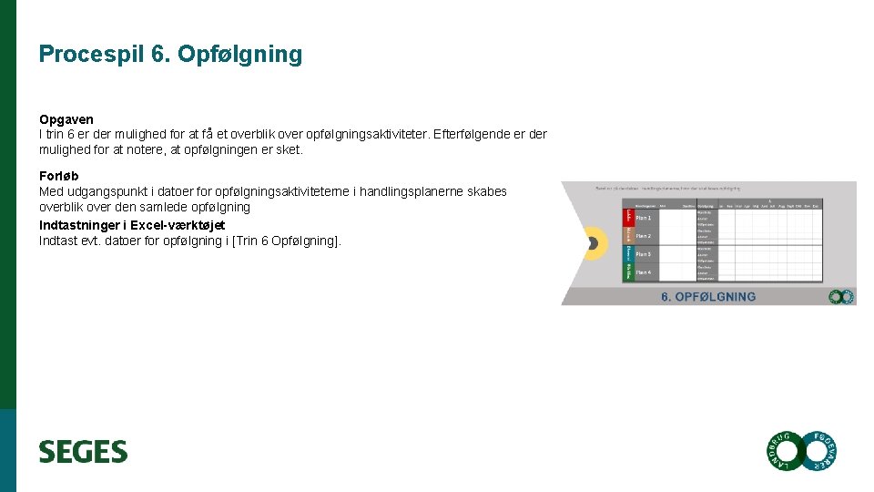 Procespil 6. Opfølgning Opgaven I trin 6 er der mulighed for at få et