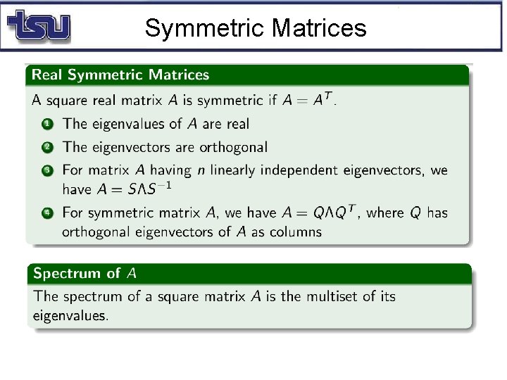 Symmetric Matrices 