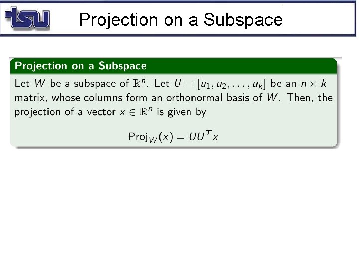 Projection on a Subspace 
