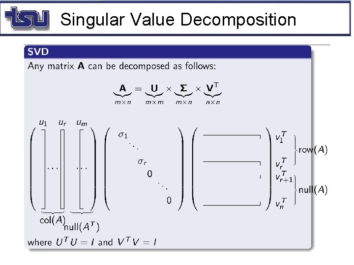 Singular Value Decomposition 