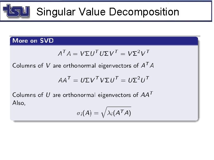 Singular Value Decomposition 