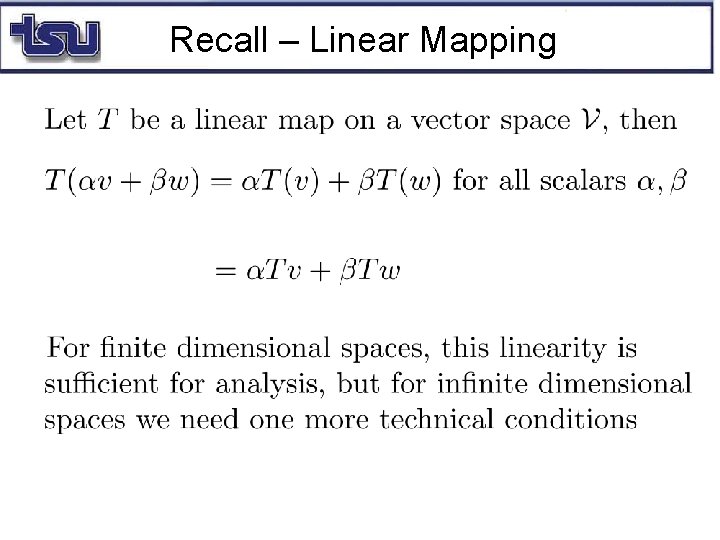 Recall – Linear Mapping 