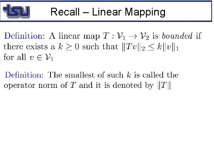 Recall – Linear Mapping 