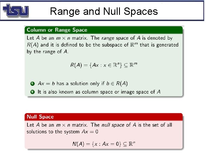 Range and Null Spaces 