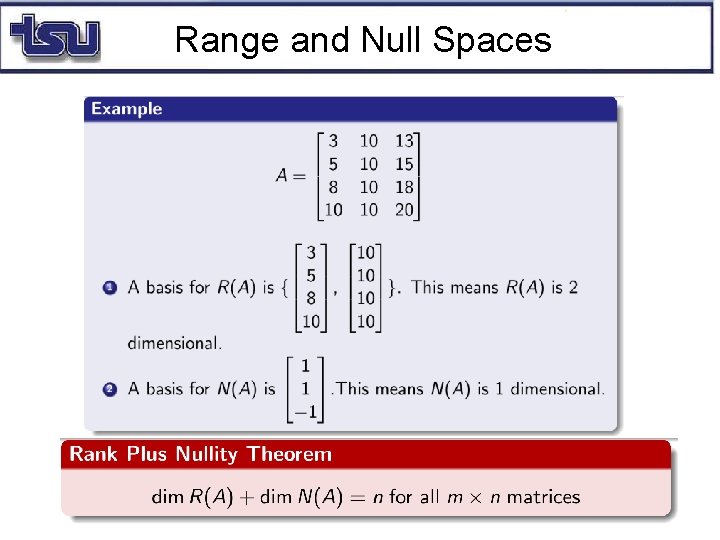 Range and Null Spaces 