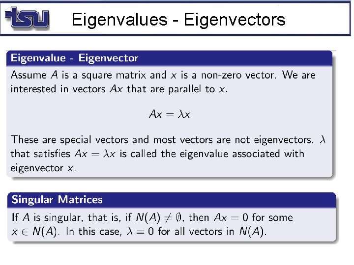 Eigenvalues - Eigenvectors 