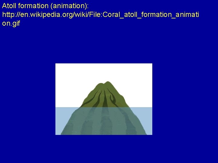 Atoll formation (animation): http: //en. wikipedia. org/wiki/File: Coral_atoll_formation_animati on. gif 