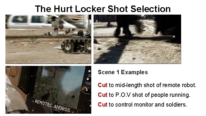 The Hurt Locker Shot Selection Scene 1 Examples Cut to mid-length shot of remote