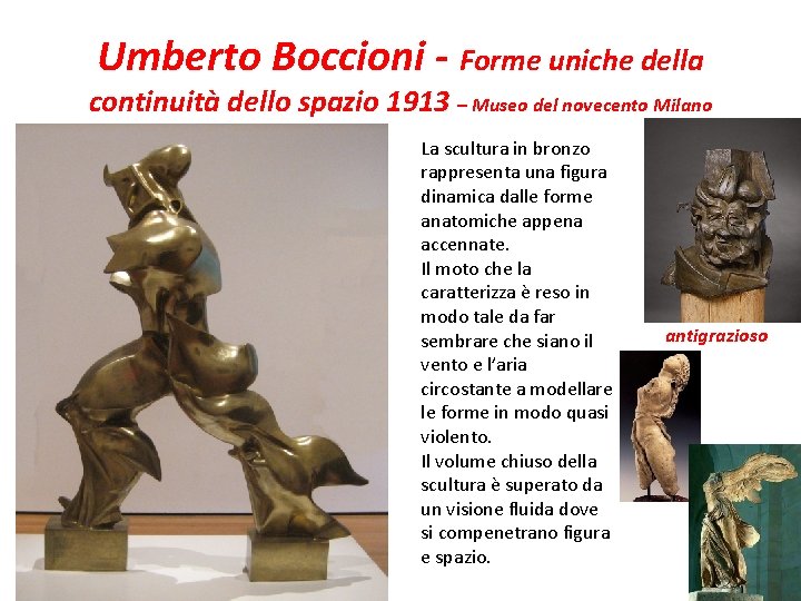 Umberto Boccioni - Forme uniche della continuità dello spazio 1913 – Museo del novecento