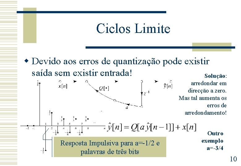 Ciclos Limite w Devido aos erros de quantização pode existir saída sem existir entrada!