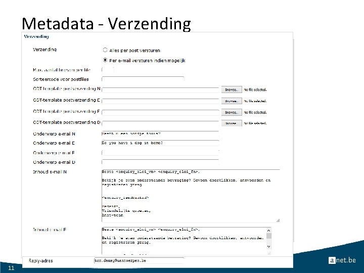 Metadata - Verzending 11 