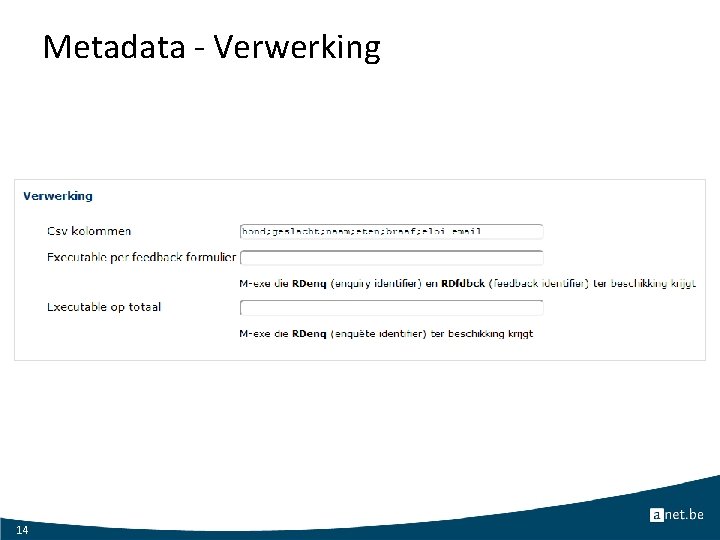 Metadata - Verwerking 14 