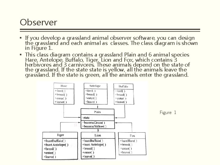 Observer § If you develop a grassland animal observer software, you can design the