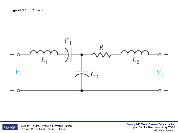 Figure E 3. 1 RLC circuit. Modern Control Systems, Eleventh Edition Richard C. Dorf