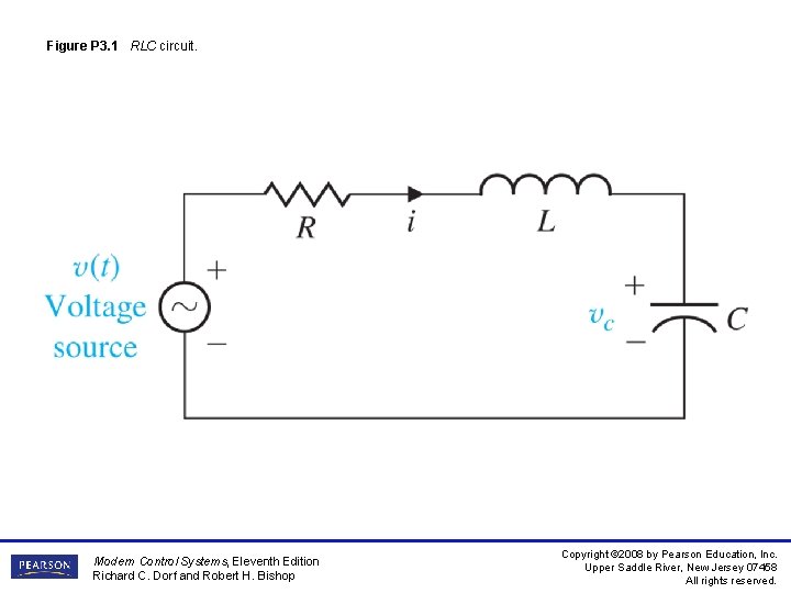 Figure P 3. 1 RLC circuit. Modern Control Systems, Eleventh Edition Richard C. Dorf