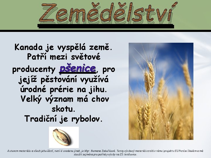 Zemědělství Kanada je vyspělá země. Patří mezi světové producenty pšenice, pro jejíž pěstování využívá