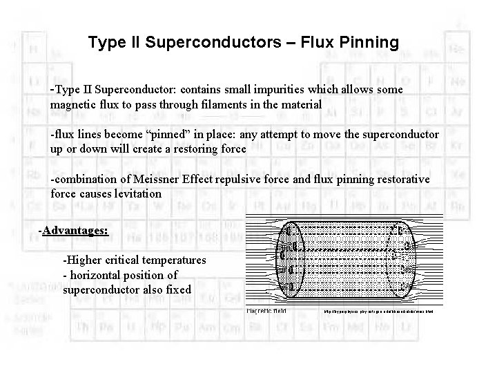 Type II Superconductors – Flux Pinning -Type II Superconductor: contains small impurities which allows