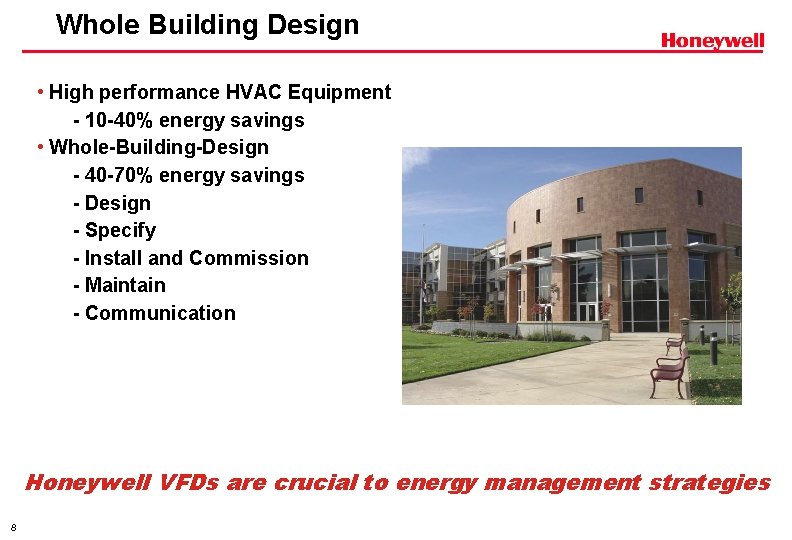 Whole Building Design • High performance HVAC Equipment - 10 -40% energy savings •