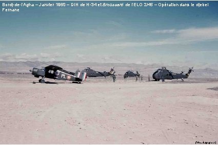 Bordj-de-l’Agha – Janvier 1960 – DIH de H-34 et Broussard de l’ELO 2/45 –