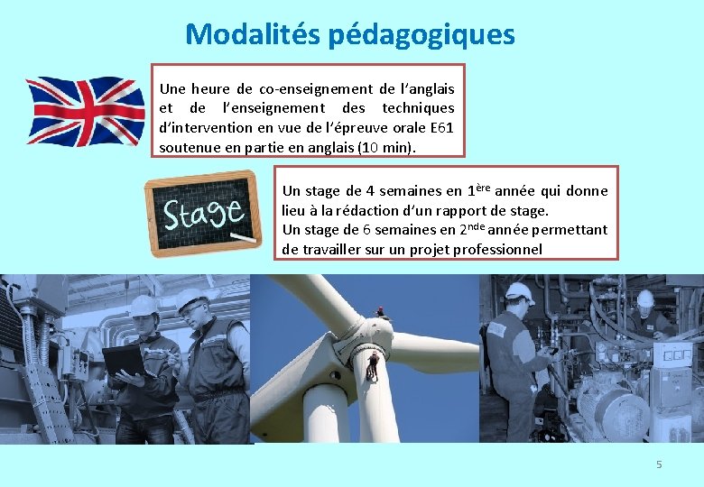 Modalités pédagogiques Une heure de co-enseignement de l’anglais et de l’enseignement des techniques d’intervention