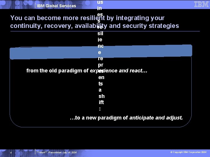 us in es You can become more resilient s by integrating your continuity, recovery,